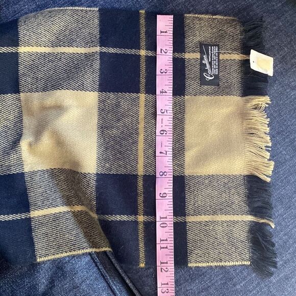 Navy and Tan Plaid Scarf Muffler - Picture 6 of 6